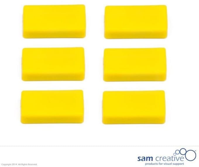 Sam Creative Whiteboard Magneten - Rechthoekig - 12x24 mm - Geel - 6 stuks