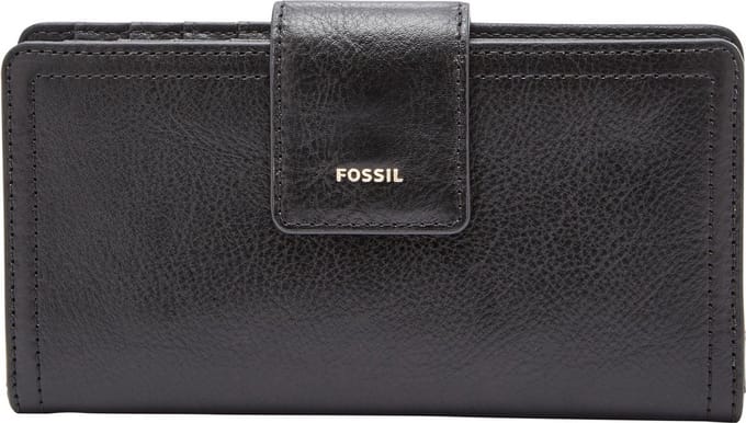 FOSSIL Portemonnee Logan RFID Tab Clutch Black Zwart
