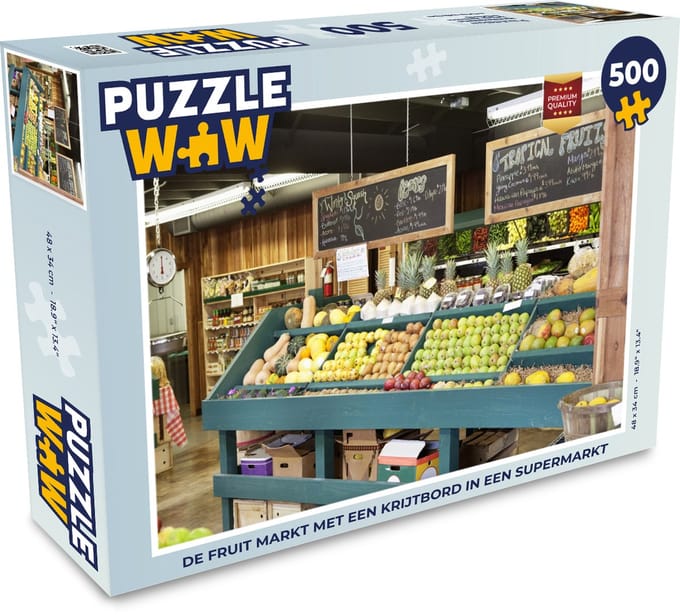 Puzzel Fruit - Supermarkt - Krijtbord - Legpuzzel - Puzzel 500 stukjes
