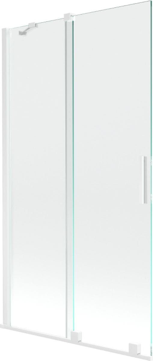 Mexen Velar badwand tweevleugelig schuifbaar 100 x 150 , transparant, wit - 896-100-000-01-20