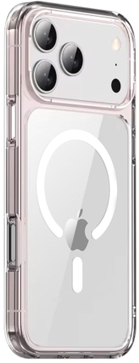 Schokbestendige MagSafe Case geschikt voor iPhone 17 Pro Max - roze/transparant