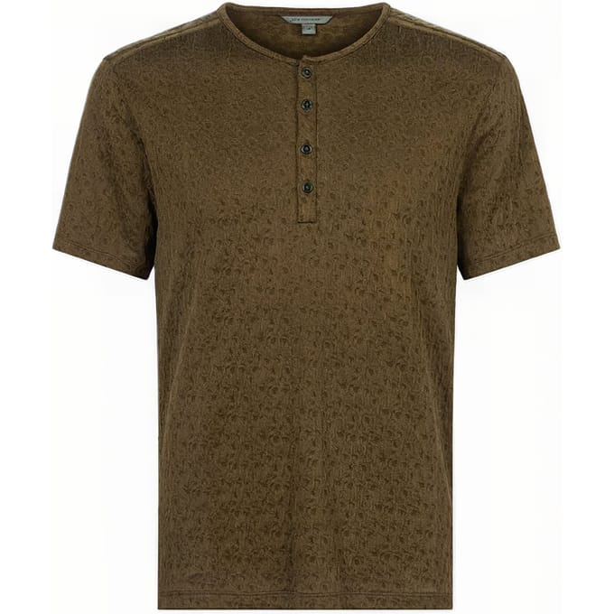 John Varvatos Stanton Regular Fit Ss Henley With Textu Soil Taglia: M | Magliette basic Outlet | Uomo | Bianco