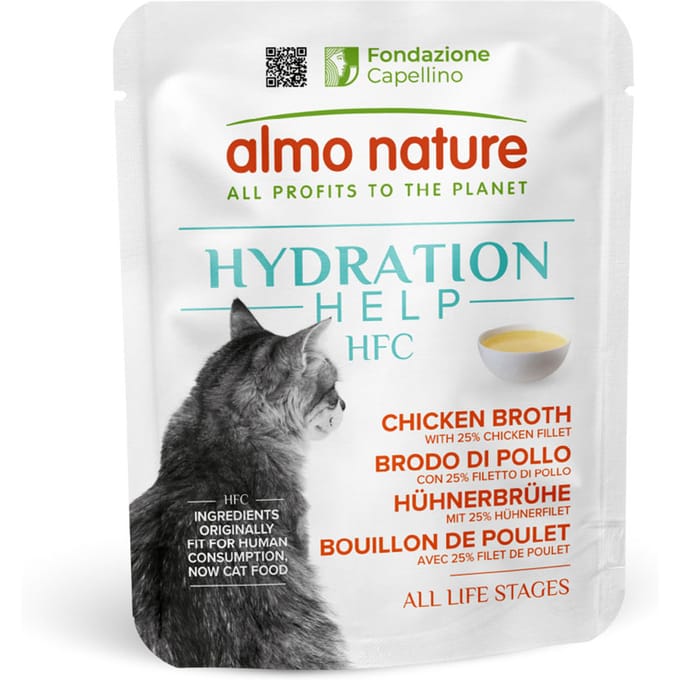 6x50g Almo Nature HFC Hydration Help kippenbouillon met kipfilet natvoer voor katten