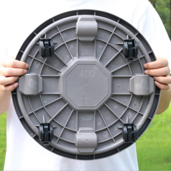 Verdikte Verhuisbak Plastic Vaas met Roller Ronde Onderstel Pot Water Verplaatsbare Pot Houder Universeel brown