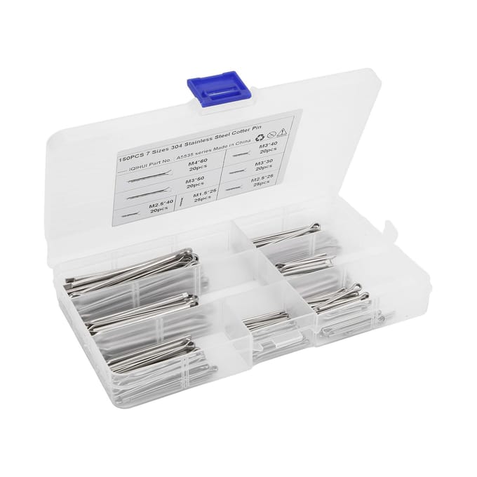150 stuks Splitpen Clips Assortiment Roestvrij Staal 7 Specificaties Splinternen Universeel Auto Accessoire white