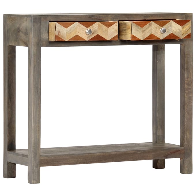 vidaXL - Wandtafel - 86x30x76 - cm - massief - mangohout - grijs
