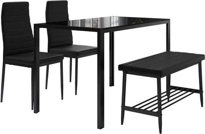 Vicco Grand Eettafelset – 120 x 70 cm 4-delige set Zwart