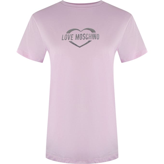 Love Moschino Shiny Heart Logo Pink T-shirt