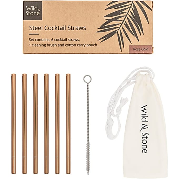 Wild & Stone Roestvrijstale Rietjes - Roze Goud