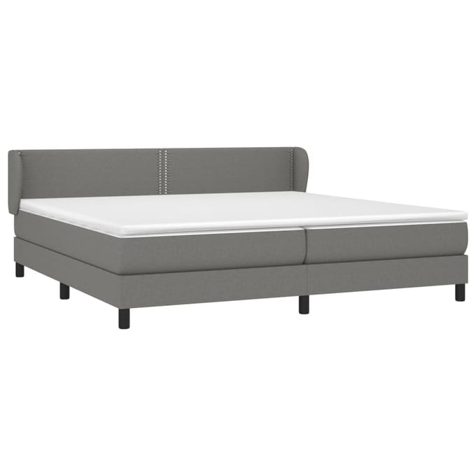 vidaXL - Boxspring - met - matras - stof - donkergrijs - 200x200 - cm