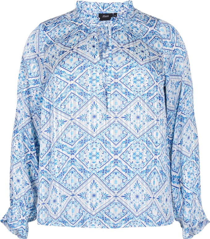 ZIZZI MLUCY L/S BLOUSE Dames Blouse - Beige - Maat M (46-48)