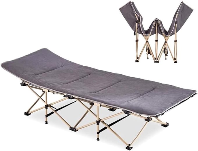 Opklapbed met matras - Reisbed Slaapbank - Comfortabel rusten - Compact en draagbaar - 185 x 67 cm - Grijs