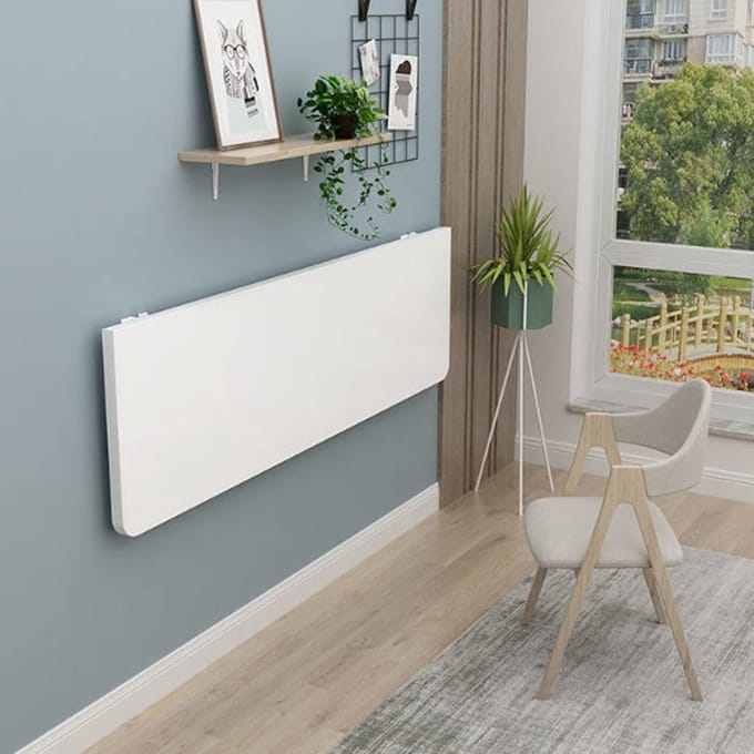 Klaptafel Aan Muur - Wandmontage Bureau - Ruimte Besparen - Stabiel Zwevend Ontwerp - Diverse Maten - Wit Maple