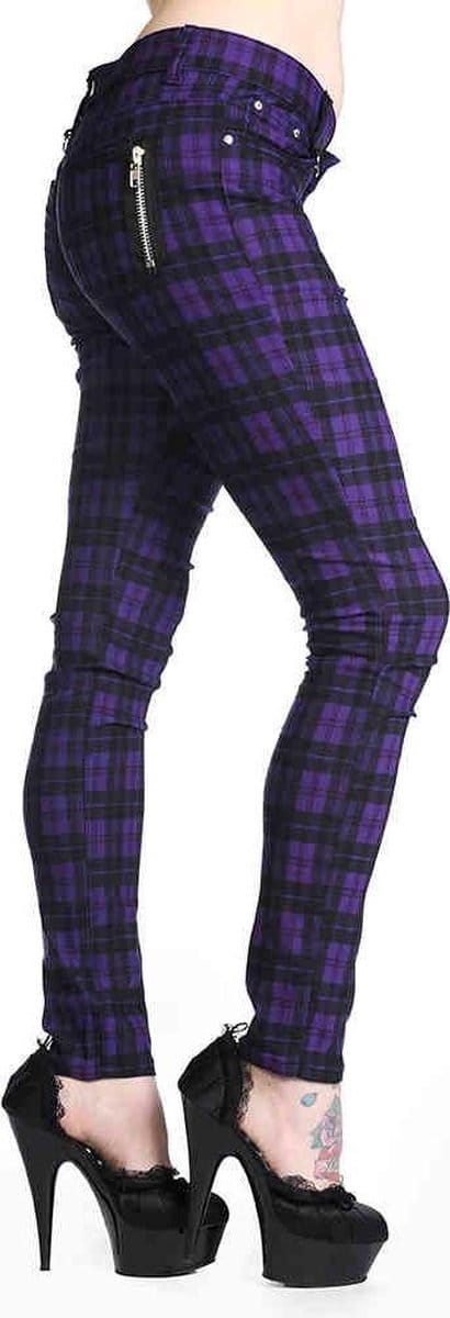 Banned - CHECK Skinny fit broek - 2XL - Paars