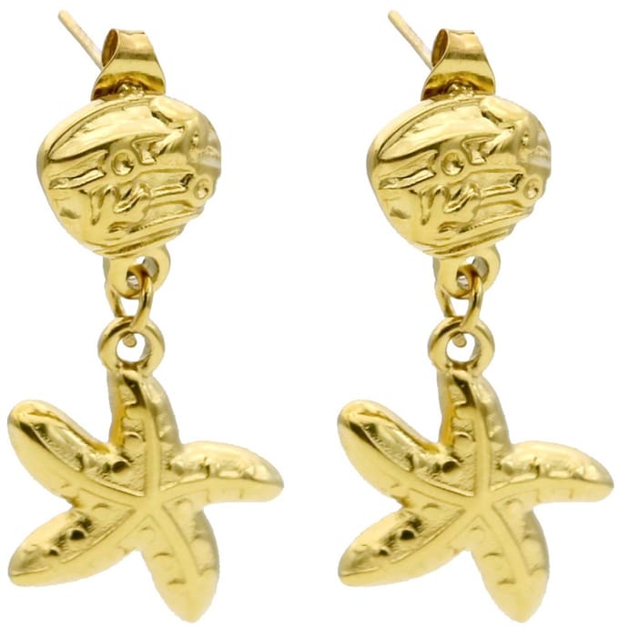 Oorbellen - RVS - zeester - 3,5 cm
