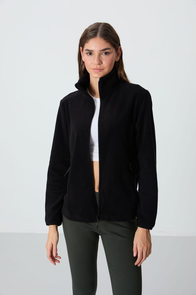 Dames Pluche Rits-Voorkant Sweatshirt