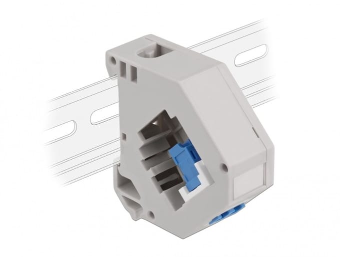 Delock DIN rail Adapter with Keystone LC Duplex female to LC Duplex female blue