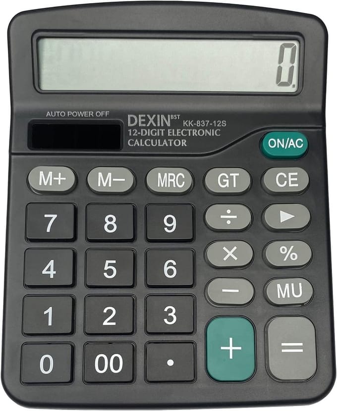 Desktopcalculator met 12-digit LCD-display en grote knoppen voor kantoor, thuis en school
