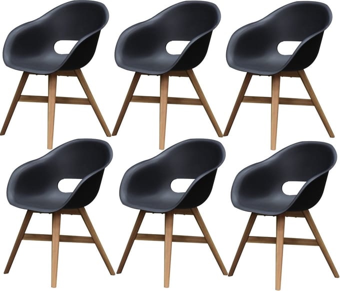 set van 6 Karlstad dining kuipstoel kunststof zwart