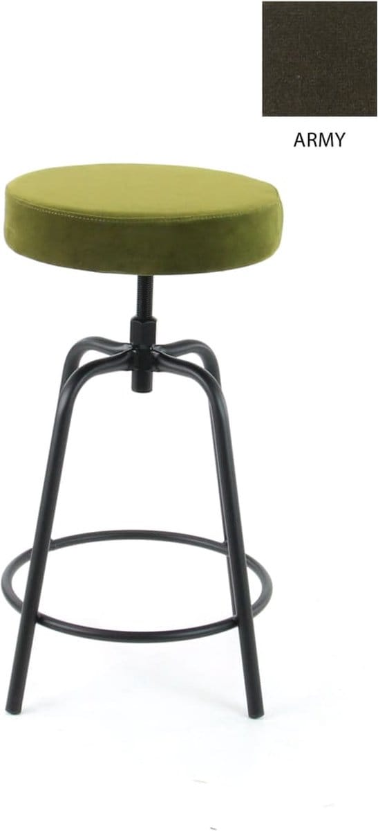 Workliving Barkruk Laag Rond - Velvet Army - 60-68 CM