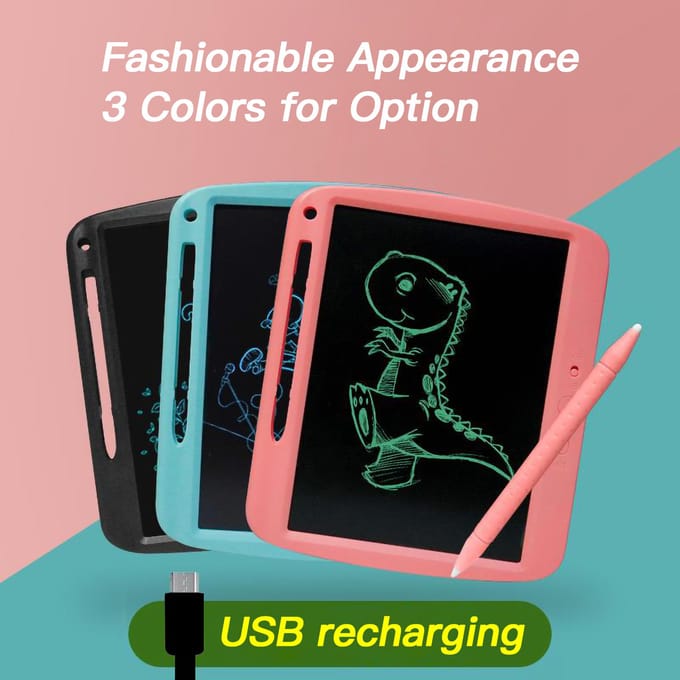 Tablette d'écriture LCD Rechargeable, 9 pouces, pour dessin, avec bouton de verrouillage du stylet, pour rose