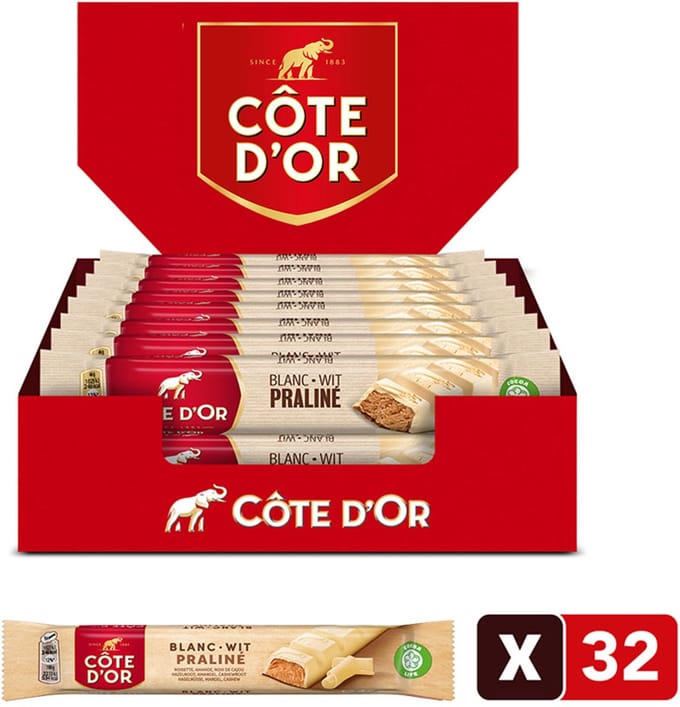 Côte d'Or Chocolade Repen Praliné Wit - 32 stuks