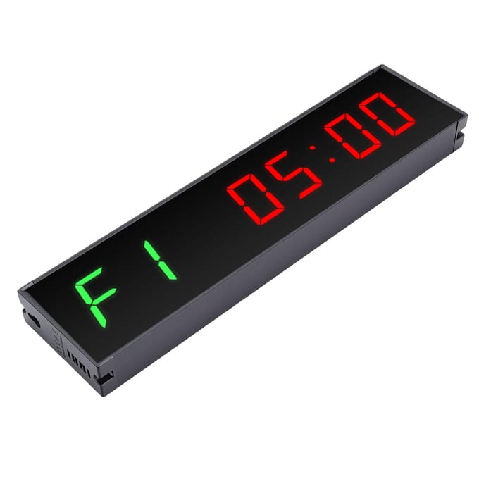 1,5 inch fitnesstimer met 6 standen, USB-C-aansluiting, LED-display, digitale timer voor intervaltraining, aftelfunctie en stopwatch met afstandsbediening. black