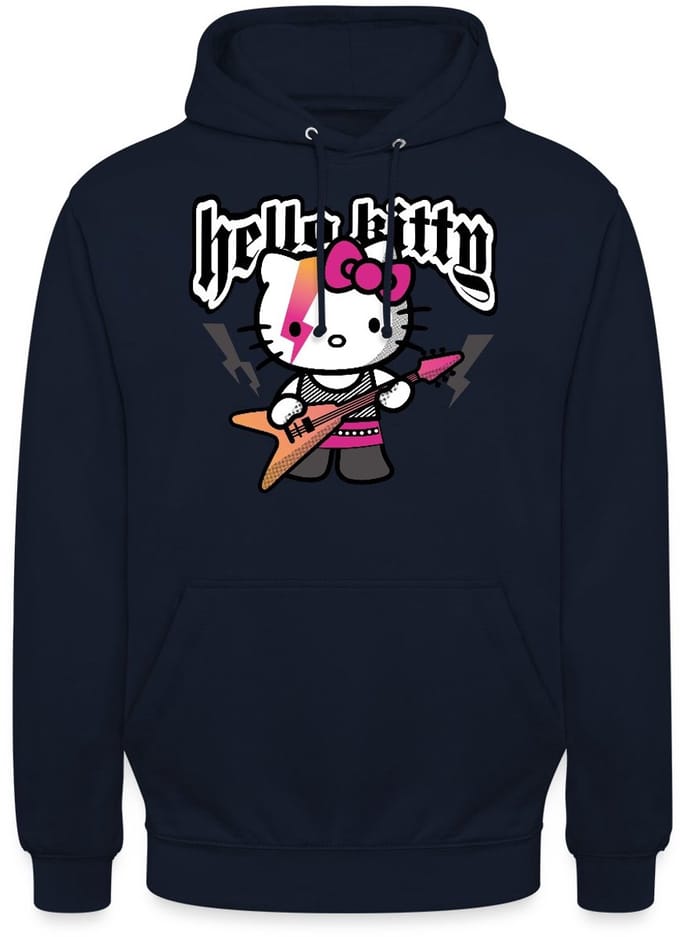 Hello Kitty In Een Rockoutfit Speelt E-gitaar Hoodie Unisex