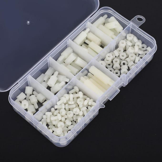180 stuks doos M3 Nylon Schroef Moer Mannelijk Vrouwelijk Afstandshouder Combinatie Assortimentskit(Wit )