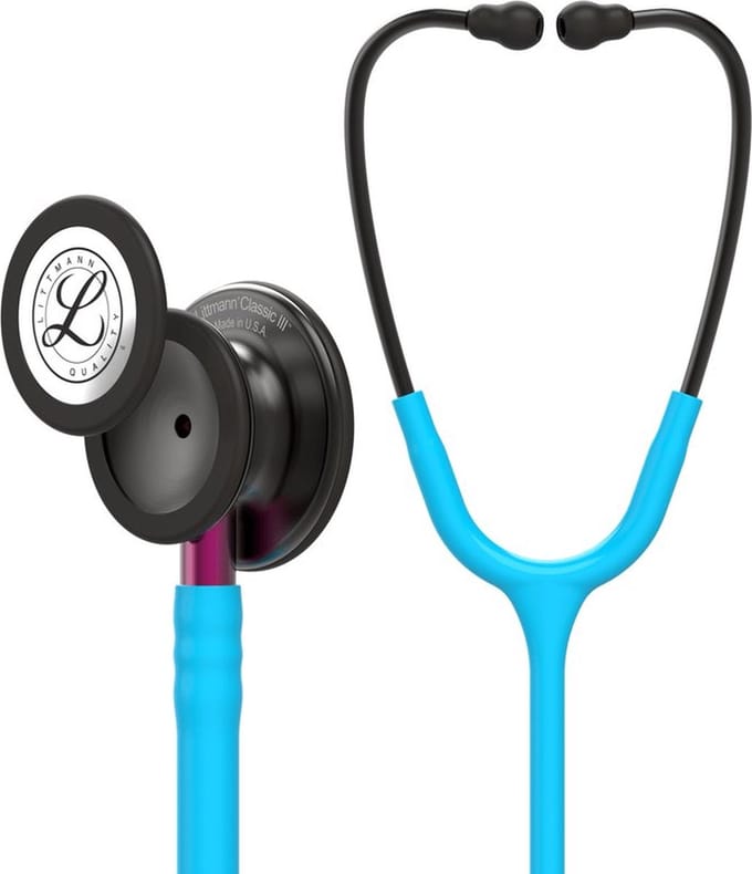 Littmann Classic III Stethoscoop 5872 Turquoise slang, smokekleurige afwerking - Pink Stem
