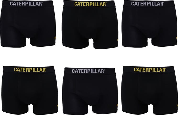CAT Heren Boxershorts 6 Pack Effen Zwart - Maat  L
