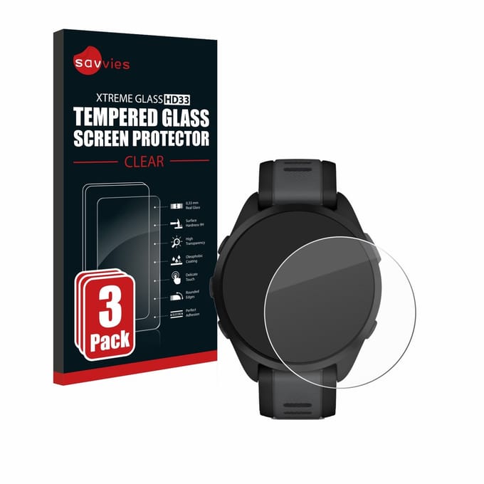Savvies - Glas Screenprotector voor Garmin Forerunner 165 / 165 Music - Gehard Beschermglas 9H 3 Stuks