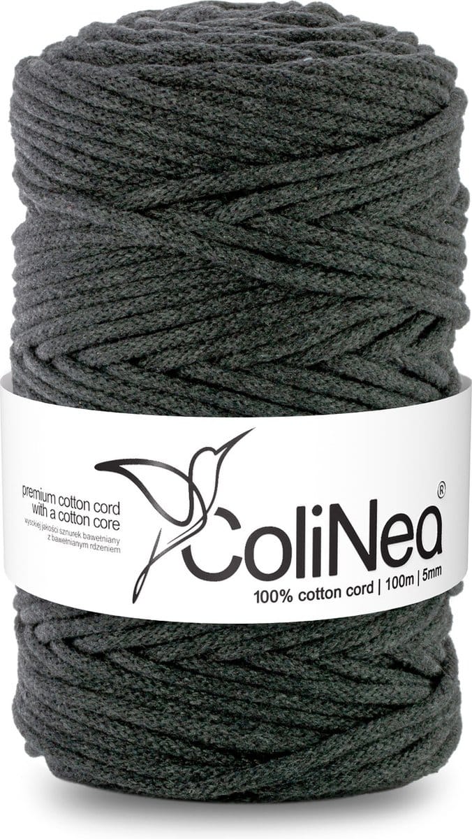 ColiNea - Touw - katoenen - koord - Katoenkoord - macramé - 5 mm x 100 m - antraciet
