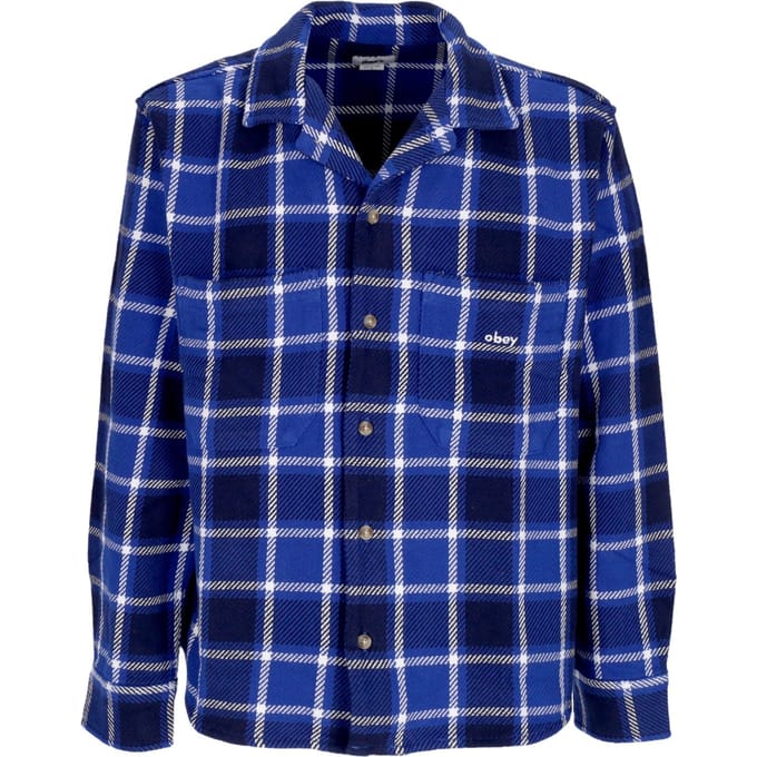 Bigwig Heren overhemd met lange mouwen Plaid Woven L/s Surf Blue Multi