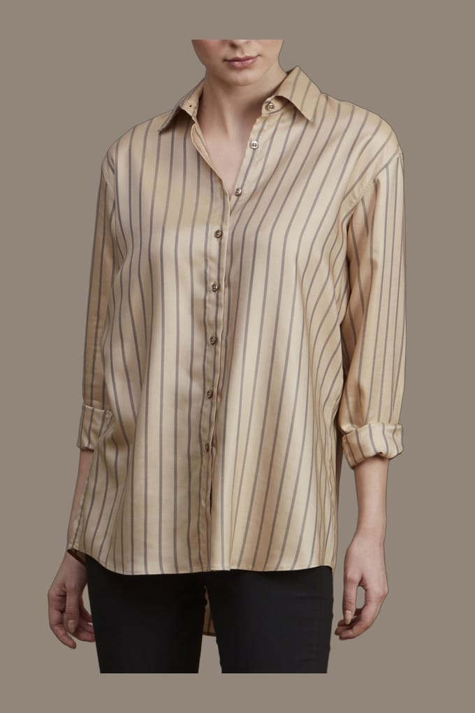 Stenströms Dina Shirt, Long Beige Stripe Taglia: 40 | Maglie a manica lunga Outlet | Donna | Marrone