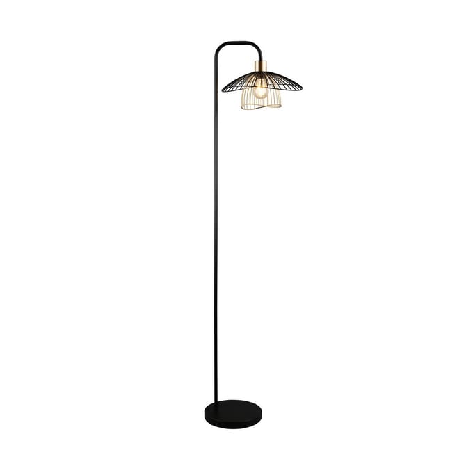 Reality Leuchten Vloerlamp Lauris, matzwart, hoogte 155 cm, metaal, E27