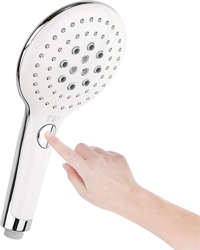Haushalt 33031- Douchekop met 3 functies - Verchroomt - Wit - 13 x 26.5 cm
