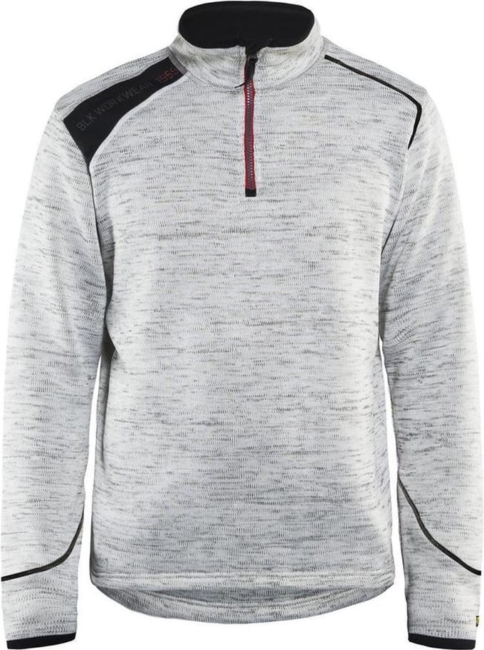 Blåkläder 4943-2117 Gebreid Sweatshirt 1/2 rits Grijs melange/rood maat S