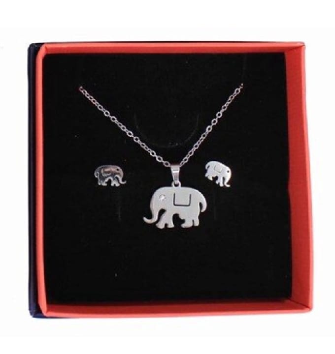 Hettyt'S - Schattig setje - olifantjes - collier met hanger en oorbellen - rvs