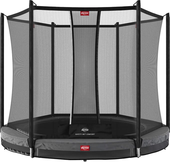 BERG Favorit InGround 330 Trampoline - Safety Net Comfort - AirFlow Springdoek - Grijs