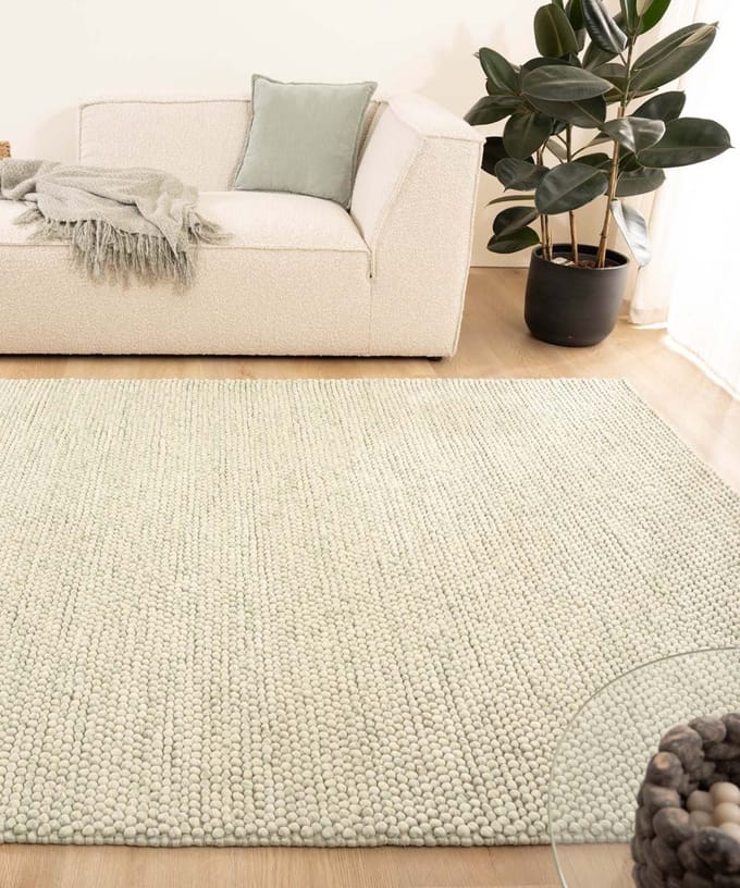 Wollen vloerkleed - Fjell mintgroen 300x400