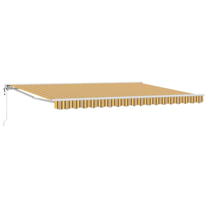 vidaXL - Elektrisch - Uitschuifbare - Zonneluifel - Geel, - Grijs - en - Wit