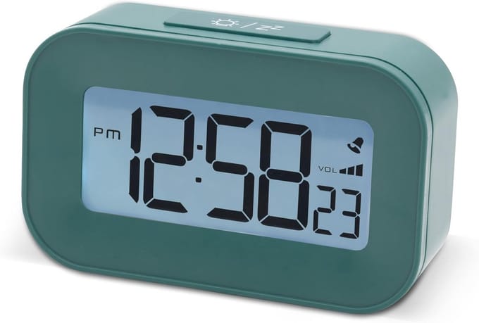 Digitale wekker met LCD-display, achtergrondverlichting en sluimerfunctie