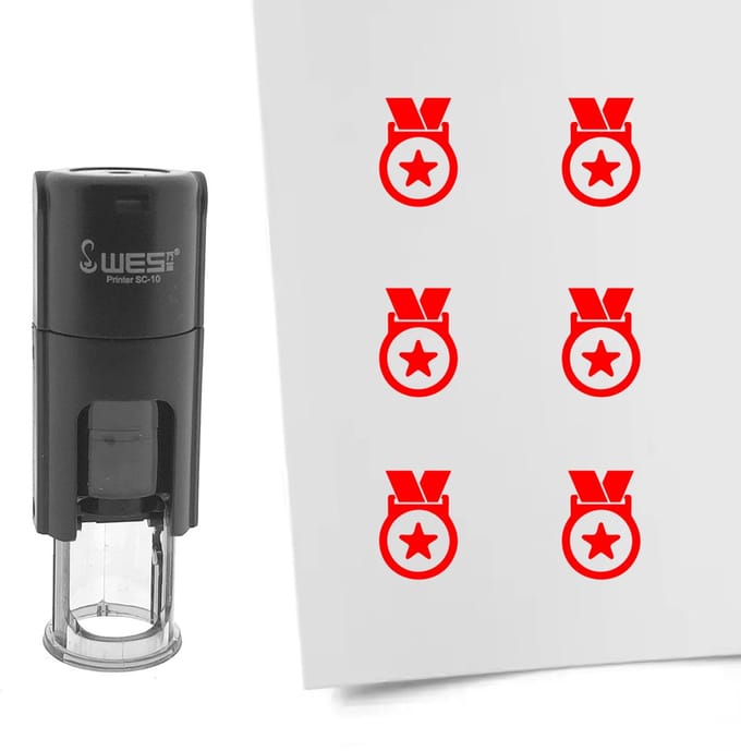 CombiCraft Stempel medaille 10mm rond rode inkt - per 1 stuk