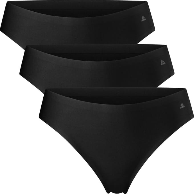 DANISH ENDURANCE Naadloze Strings voor Dames - Sporten & Iedere dag - 3-pack - Zwart - Maat S