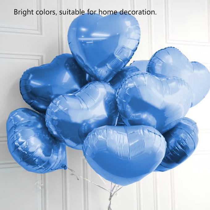 10 pièces 10  Ballons Coeur en Aluminium Fête Mariage Anniversaire Décor (Bleu) bleu