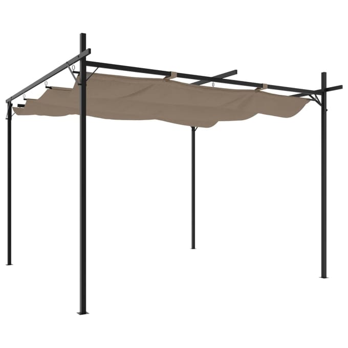 vidaXL - Pergola - met - uitschuifbaar - dak - 295x292x230 - taupe