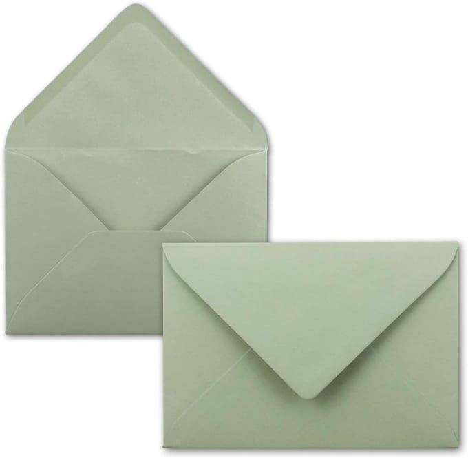 Dailygoods - Set van 50 Eucalyptusgroene Enveloppen - C6, Zonder Venster