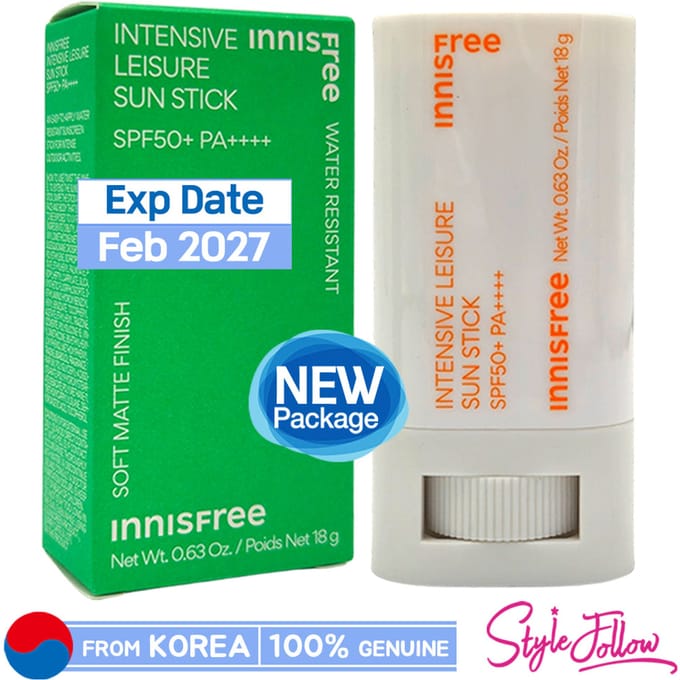 [INNISFREE] Intensive Leisure Sunscreen Stick 18g (SPF50+/PA++++) 1pc + Sample Gifts green