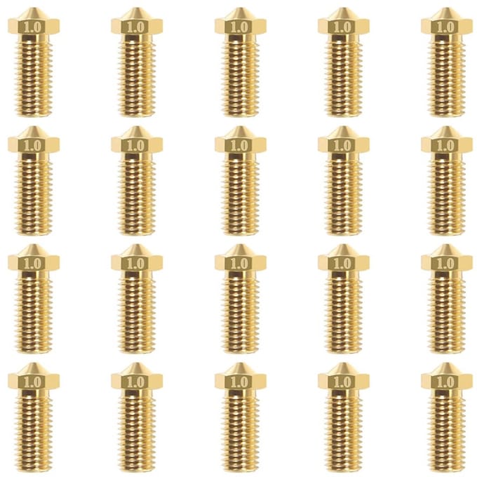 3D printer reserveonderdelen - 3D Printer Nozzles - 20-delige 1,0mm Vulkanische Messing Nozzles, Geschikt voor V5/V6 3D Printers